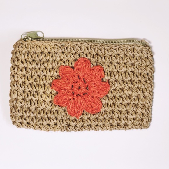 Vintage Handbags - Vintage Woven Straw Clutch/Coin Purse